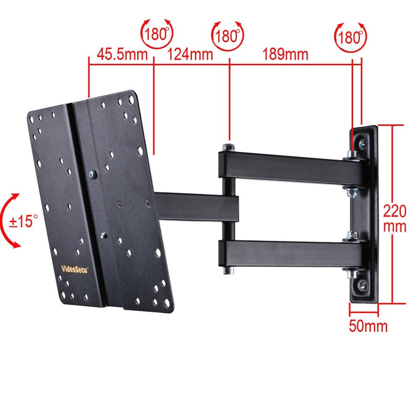 VideoSecu Articulating Tilt Swivel TV Wall Mount for Most 27-47" LCD LED TV Flat Panel Black ML510B B65 - Image 3